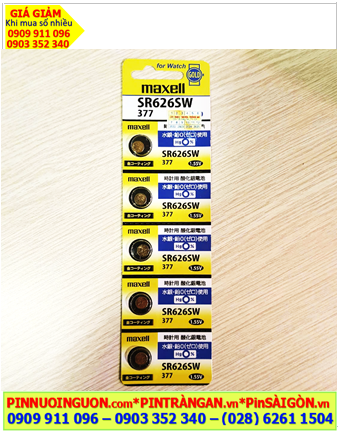 COMBO 01vỉ = 5viên Pin đồng hồ 1.55v Silver Oxide Maxell GOLD SR626SW - Pin 377 (pin được mạ I-ON vàng)